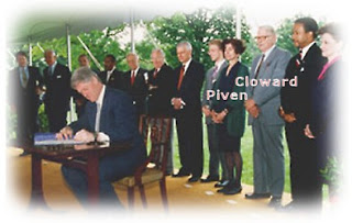 Bill Clinton signs Executive Order Motor Voter Registration Law with Cloward-Piven looking on. 