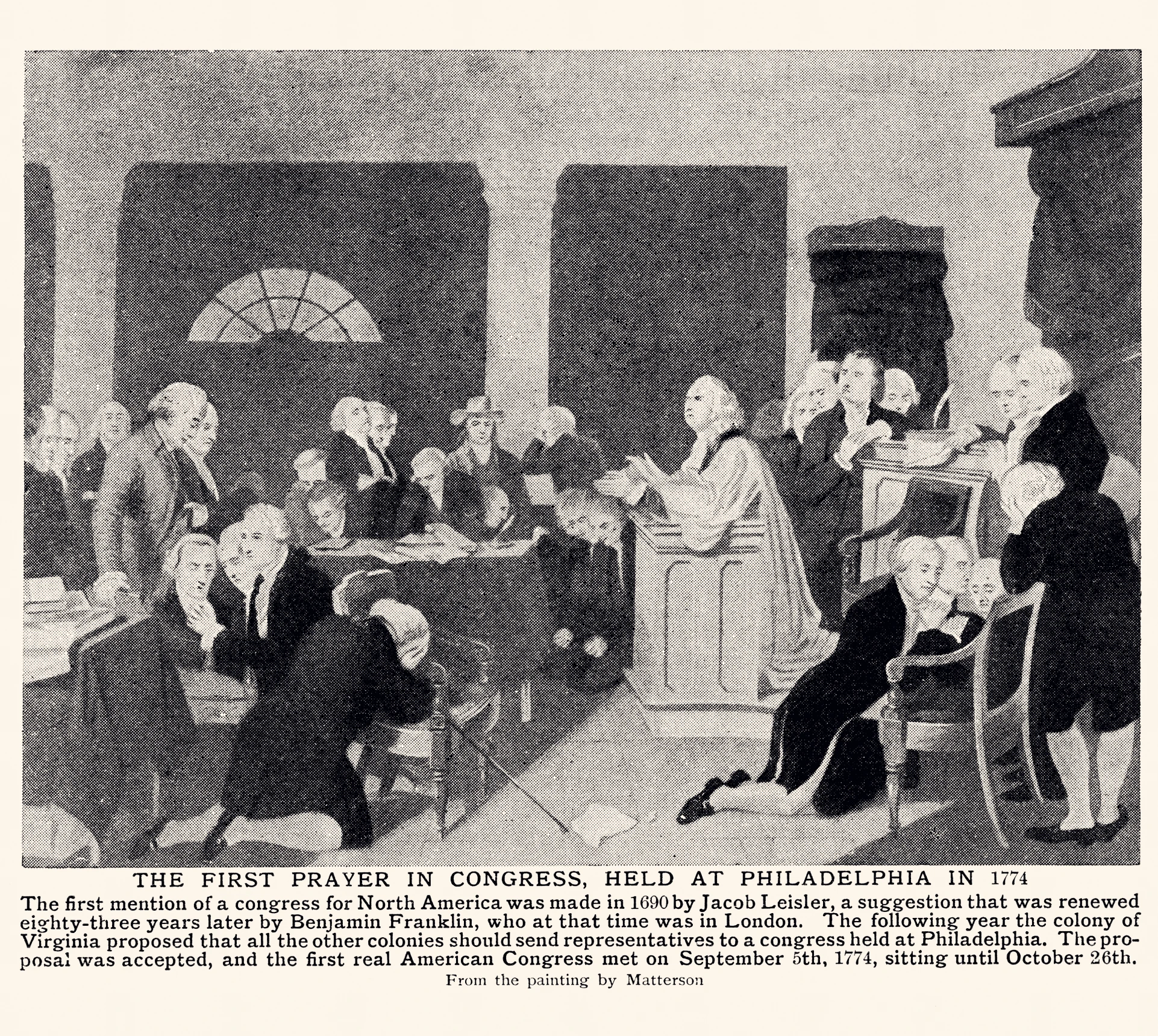 First prayer in Congress, Philadelphia scene